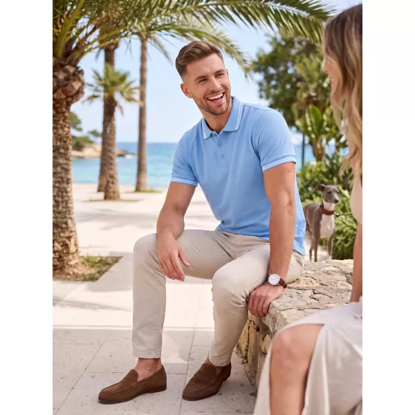  Herren-T-Shirt mit Kragen MALFINI URBAN 219 HIMMELBLAU 