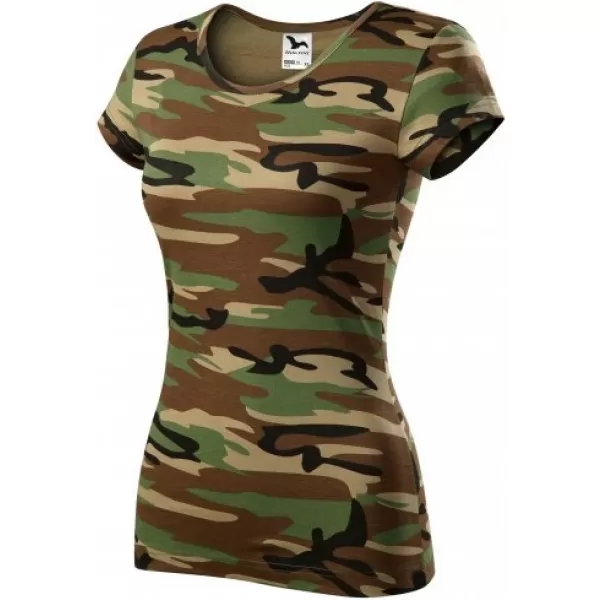  Damen-T-Shirt MALFINI CAMO PURE 122 TARNBRAUN 