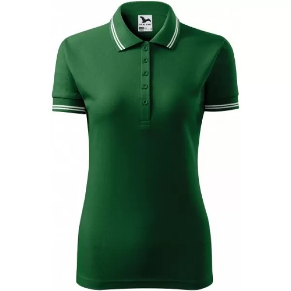  Damen-T-Shirt mit Kragen MALFINI URBAN 220 FLASCHENGRÜN 