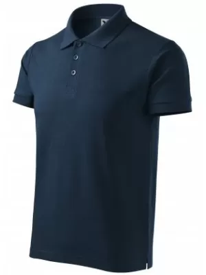 Herren-T-Shirt mit Kragen MALFINI HEAVY 215 MARINEBLAU