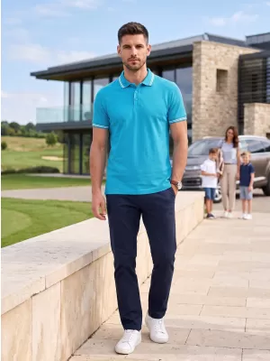 Herren-T-Shirt mit Kragen MALFINI URBAN 219 TÜRKIS