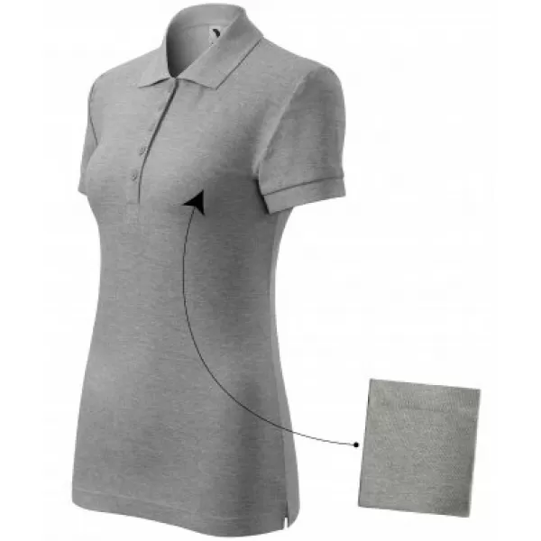  Damen-T-Shirt mit Kragen MALFINI COTTON 213 DUNKELGRAUE HIGHLIGHTS 