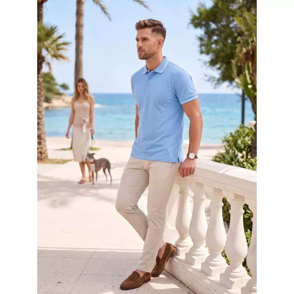  Herren-T-Shirt mit Kragen MALFINI URBAN 219 HIMMELBLAU 