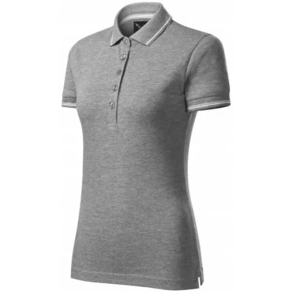  Damen-T-Shirt mit Kragen MALFINI PREMIUM PERFECTION PLAIN 253 DUNKELGRAUE HIGHLIGHTS 