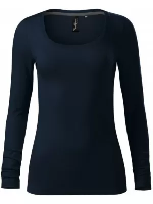 Damen-T-Shirt mit langen Ärmeln MALFINI PREMIUM BRAVE 156 MARINEBLAU