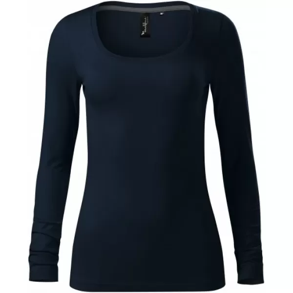  Damen-T-Shirt mit langen Ärmeln MALFINI PREMIUM BRAVE 156 MARINEBLAU 
