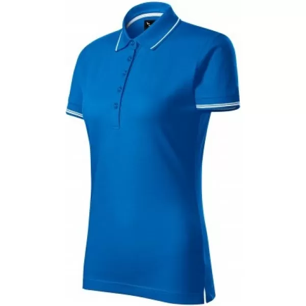  Damen-T-Shirt mit Kragen MALFINI PREMIUM PERFECTION PLAIN 253 SCHNORCHEL BLAU 