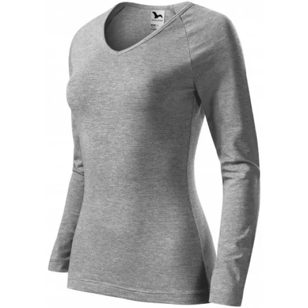 Damen-T-Shirt mit langen Ärmeln MALFINI ELEGANCE 127 DUNKELGRAUE HIGHLIGHTS 