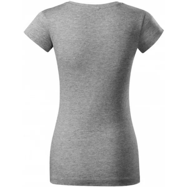  Damen-T-Shirt MALFINI FIT V-NECK 162 DUNKELGRAUE HIGHLIGHTS 