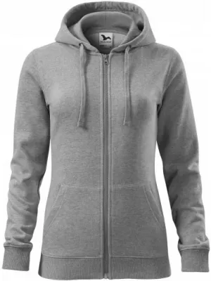 Damen-Sweatshirt MALFINI TRENDY ZIPPER 411 DUNKELGRAUE HIGHLIGHTS