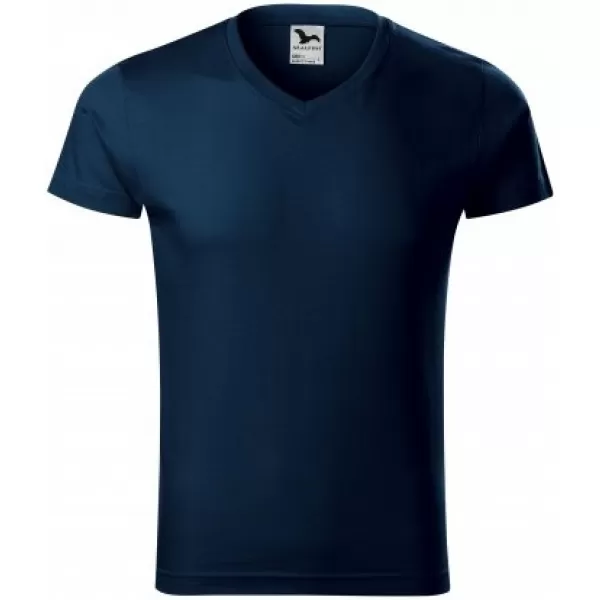  Herren-T-Shirt MALFINI SLIM FIT V-NECK 146 MARINEBLAU 