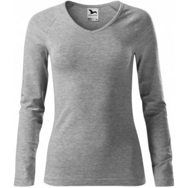  Damen-T-Shirt mit langen Ärmeln MALFINI ELEGANCE 127 DUNKELGRAUE HIGHLIGHTS 
