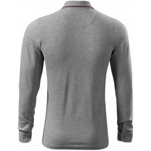  Herren-T-Shirt mit langen Ärmeln und Kragen MALFINI PREMIUM CONTRAST STRIPE LS 258 DUNKELGRAUE HIGHLIGHTS 