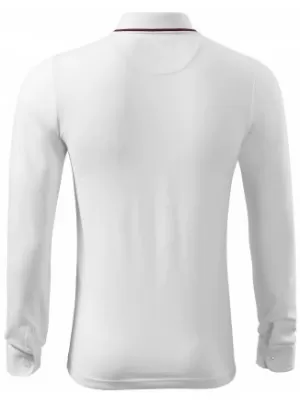 Herren-T-Shirt mit langen Ärmeln und Kragen MALFINI PREMIUM CONTRAST STRIPE LS 258 WEIß
