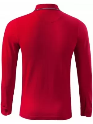 Herren-T-Shirt mit langen Ärmeln und Kragen MALFINI PREMIUM CONTRAST STRIPE LS 258 ROTE FORMEL