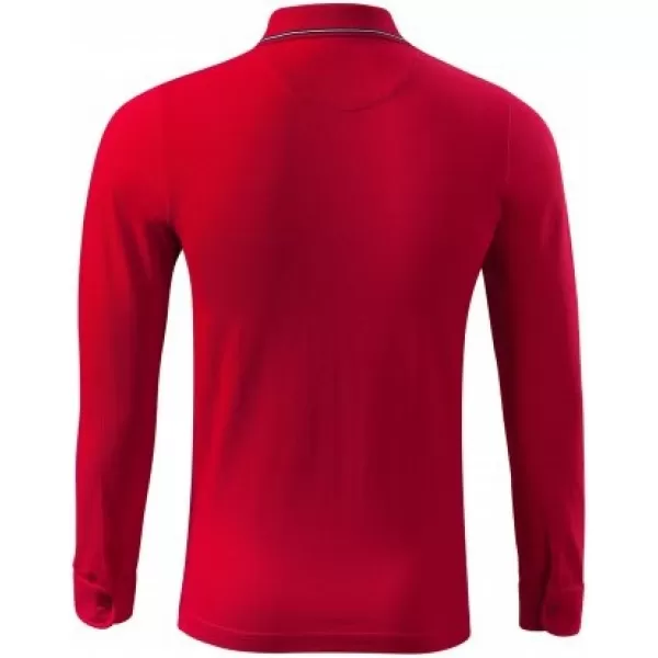 Herren-T-Shirt mit langen Ärmeln und Kragen MALFINI PREMIUM CONTRAST STRIPE LS 258 ROTE FORMEL 