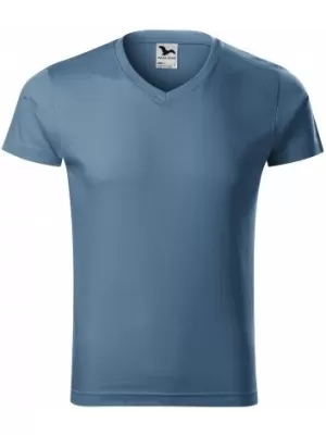 Herren-T-Shirt MALFINI SLIM FIT V-NECK 146 DENIM