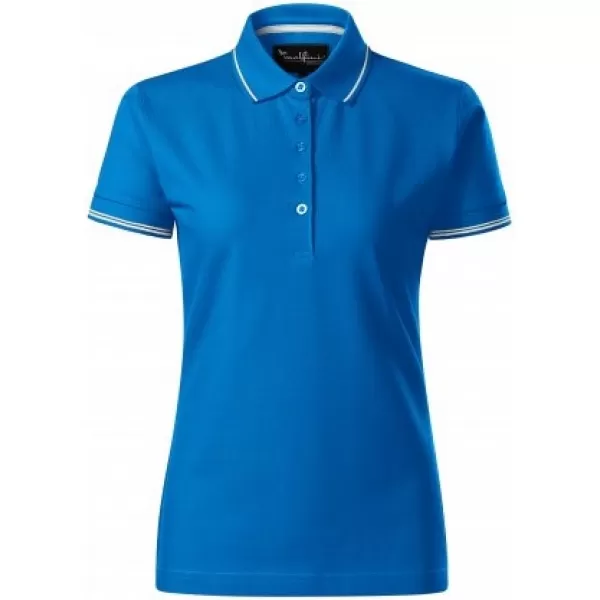  Damen-T-Shirt mit Kragen MALFINI PREMIUM PERFECTION PLAIN 253 SCHNORCHEL BLAU 