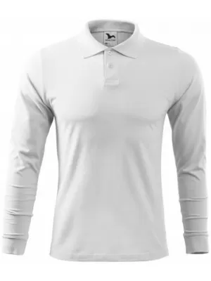 Herren-T-Shirt mit langen Ärmeln und Kragen MALFINI SINGLE J. LS 211 WEIß