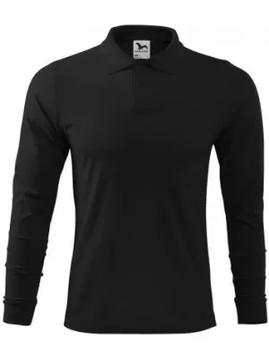 Herren-T-Shirt mit langen Ärmeln und Kragen MALFINI SINGLE J. LS 211 SCHWARZ