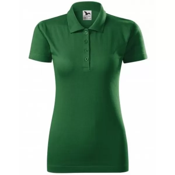  Damen-T-Shirt mit Kragen MALFINI SINGLE J. 223 FLASCHENGRÜN 