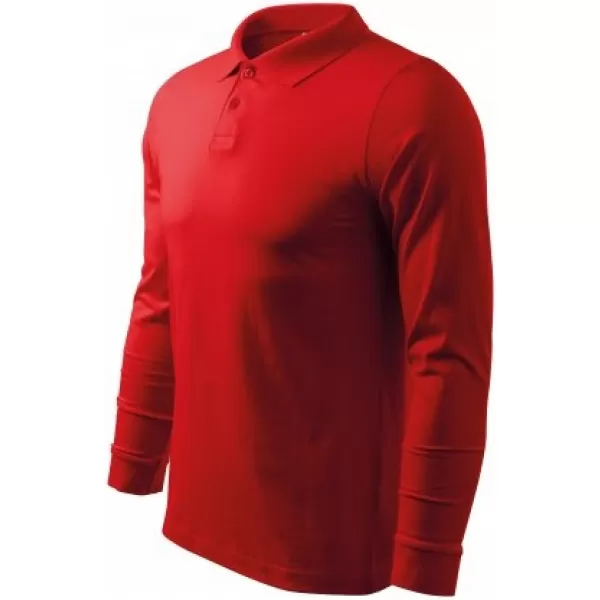  Herren-T-Shirt mit langen Ärmeln und Kragen MALFINI SINGLE J. LS 211 ROT 