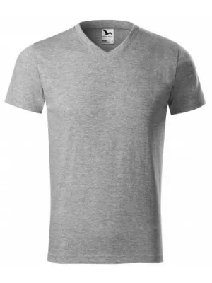 Herren-T-Shirt MALFINI HEAVY V-NECK 111 DUNKELGRAUE HIGHLIGHTS