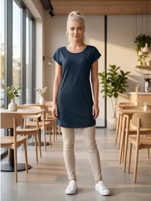 Langes T-Shirt für Damen MALFINI LOVE 123 MARINEBLAU