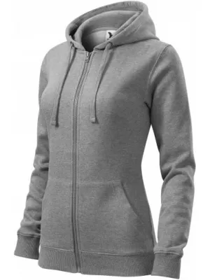Damen-Sweatshirt MALFINI TRENDY ZIPPER 411 DUNKELGRAUE HIGHLIGHTS