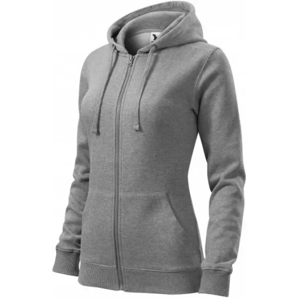  Damen-Sweatshirt MALFINI TRENDY ZIPPER 411 DUNKELGRAUE HIGHLIGHTS 