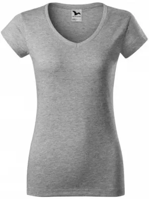 Damen-T-Shirt MALFINI FIT V-NECK 162 DUNKELGRAUE HIGHLIGHTS