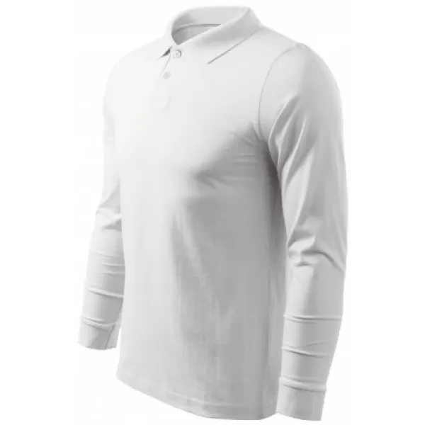  Herren-T-Shirt mit langen Ärmeln und Kragen MALFINI SINGLE J. LS 211 WEIß 