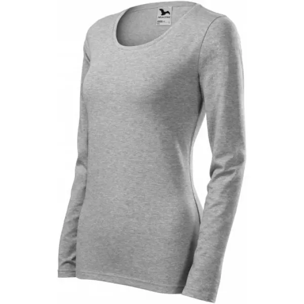  Damen-T-Shirt mit langen Ärmeln MALFINI SLIM 139 DUNKELGRAUE HIGHLIGHTS 
