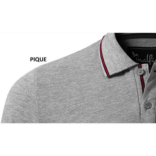 Herren-T-Shirt mit langen Ärmeln und Kragen MALFINI PREMIUM CONTRAST STRIPE LS 258 DUNKELGRAUE HIGHLIGHTS 