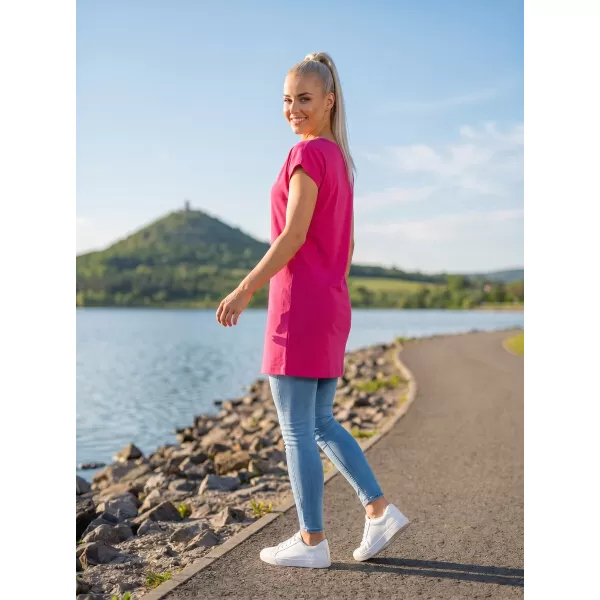  Langes T-Shirt für Damen MALFINI LOVE 123 MAGENTA 