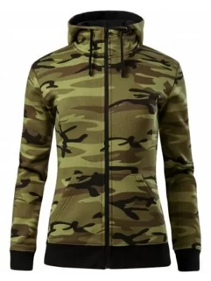 Damen-Sweatshirt MALFINI CAMO ZIPPER C20 TARNGRÜN