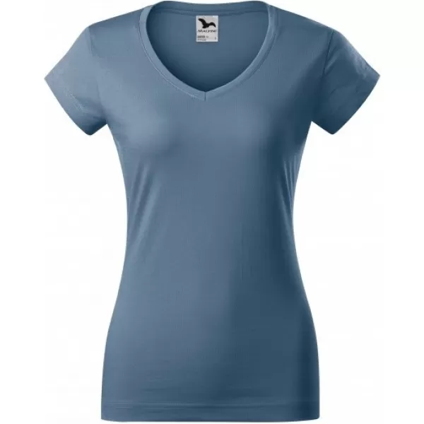  Damen-T-Shirt MALFINI FIT V-NECK 162 DENIM 