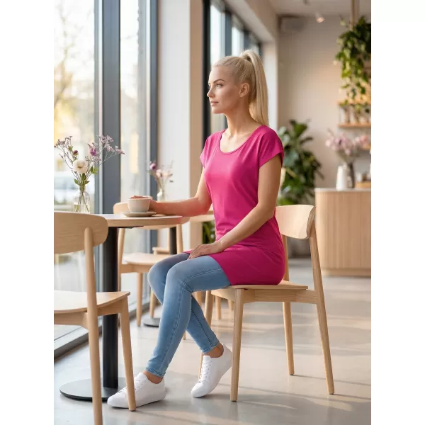  Langes T-Shirt für Damen MALFINI LOVE 123 MAGENTA 