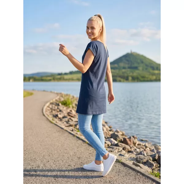  Langes T-Shirt für Damen MALFINI LOVE 123 MARINEBLAU 