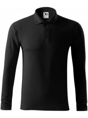 Herren-T-Shirt mit langen Ärmeln und Kragen MALFINI PIQUE POLO LS 221 SCHWARZ