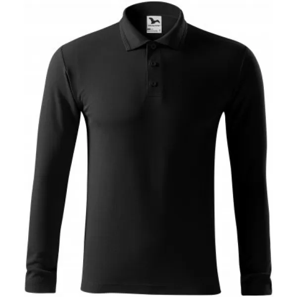  Herren-T-Shirt mit langen Ärmeln und Kragen MALFINI PIQUE POLO LS 221 SCHWARZ 