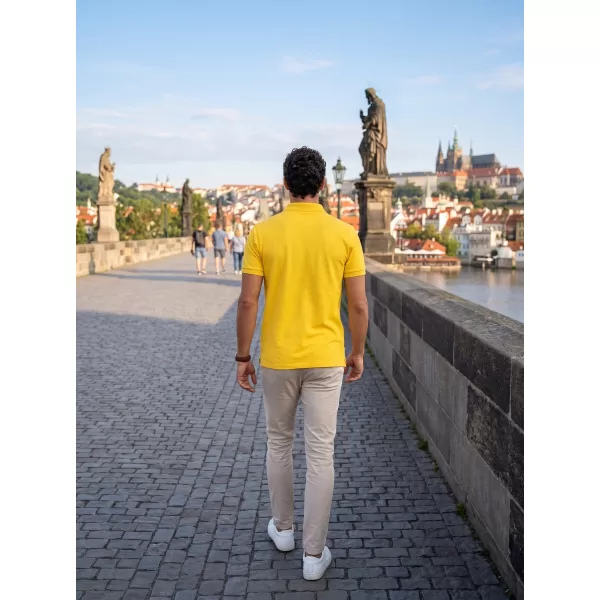  Herren-T-Shirt mit Kragen ALTISPORT ALM013203 GELB 