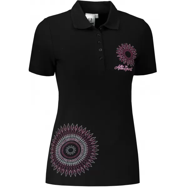  Damen-T-Shirt mit Kragen ALTISPORT ALW024210 SCHWARZ ROSA 