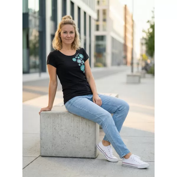  Damen-T-Shirt ALTISPORT ALW053122 SCHWARZ TÜRKIS 