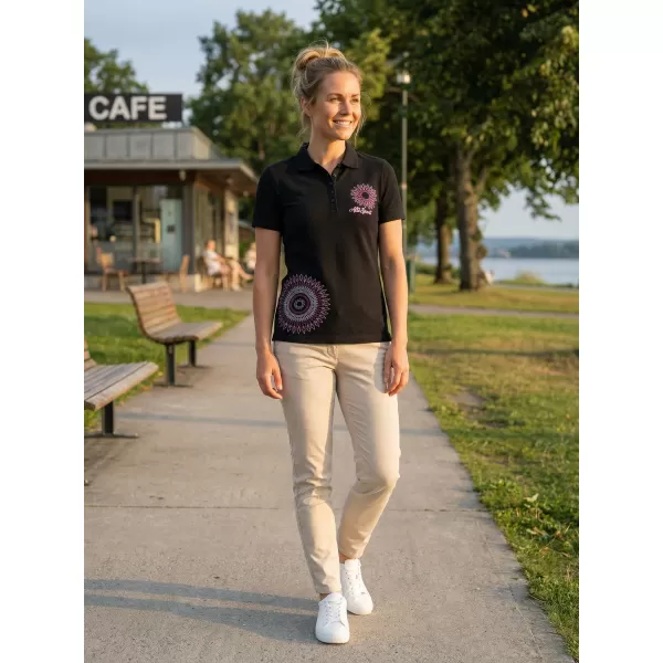  Damen-T-Shirt mit Kragen ALTISPORT ALW024210 SCHWARZ ROSA 