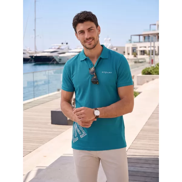  Herren-T-Shirt mit Kragen ALTISPORT ALM013203 DUNKLES TÜRKIS 