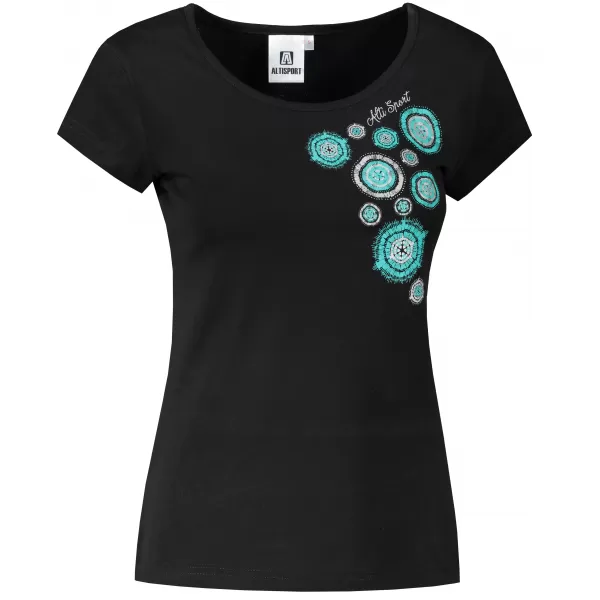  Damen-T-Shirt ALTISPORT ALW053122 SCHWARZ TÜRKIS 