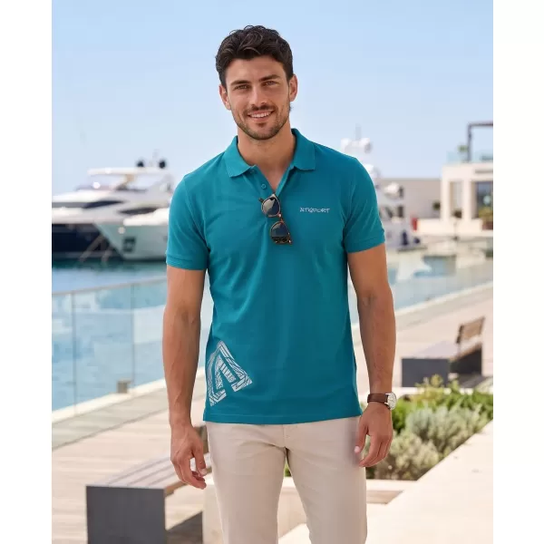  Herren-T-Shirt mit Kragen ALTISPORT ALM013203 DUNKLES TÜRKIS 