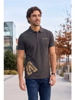 Herren-T-Shirt mit Kragen ALTISPORT ALM013203 ANTHRAZIT-HIGHLIGHT