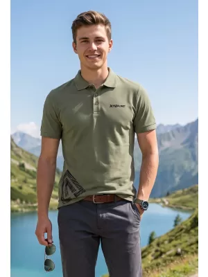 Herren-T-Shirt mit Kragen ALTISPORT ALM013203 KHAKI